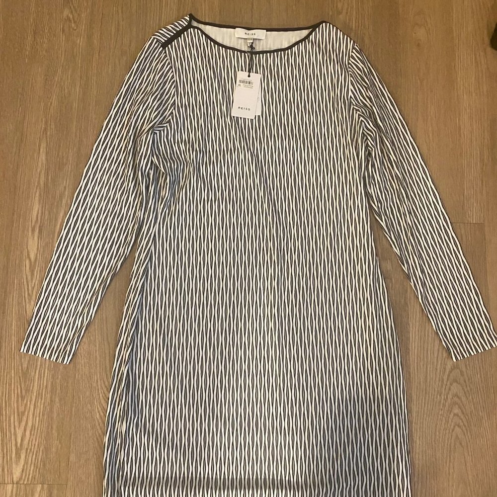 Reiss Auguste jersey bodycon dress black white NWT (Size 10)